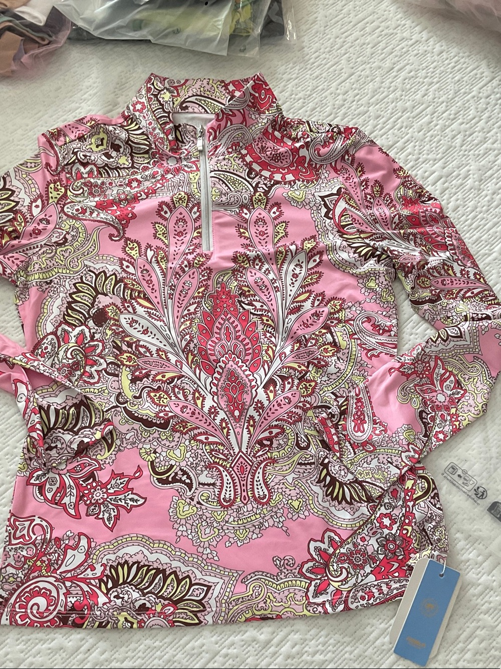 Cegolfs long-sleeve golf shirt UPF NWT small paisley 1/4 zip
